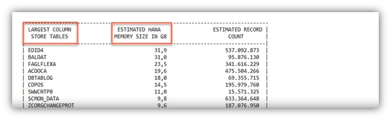 SAP sizing report